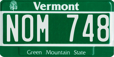 VT license plate NOM748