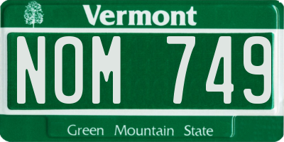 VT license plate NOM749