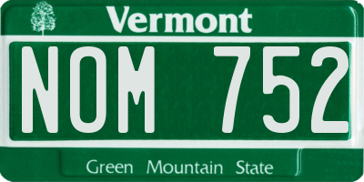 VT license plate NOM752