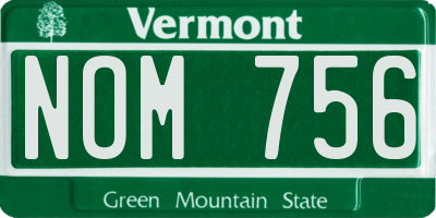 VT license plate NOM756