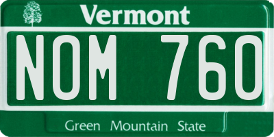 VT license plate NOM760