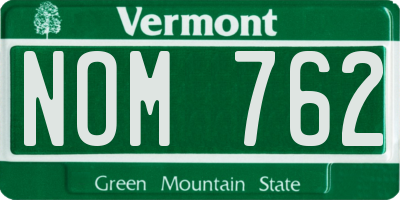 VT license plate NOM762