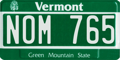 VT license plate NOM765