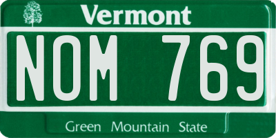 VT license plate NOM769