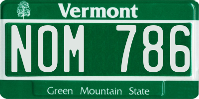 VT license plate NOM786