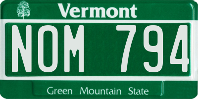 VT license plate NOM794