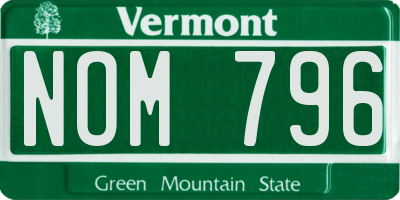 VT license plate NOM796