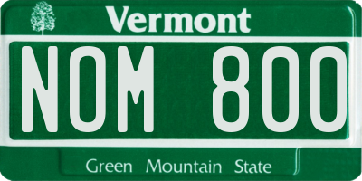VT license plate NOM800