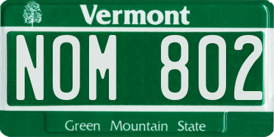 VT license plate NOM802