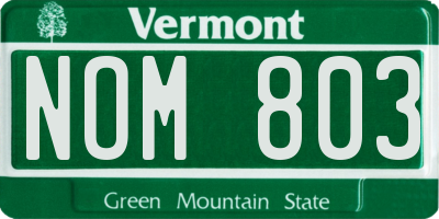 VT license plate NOM803
