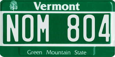 VT license plate NOM804