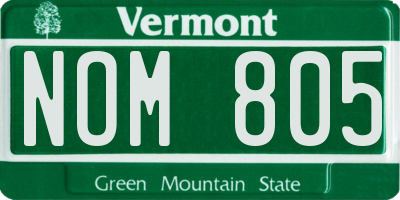 VT license plate NOM805