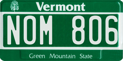 VT license plate NOM806