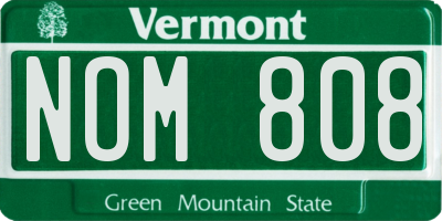 VT license plate NOM808
