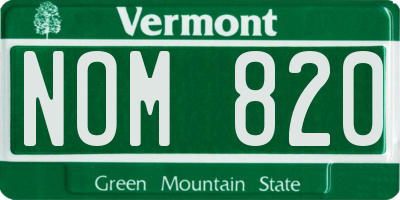 VT license plate NOM820