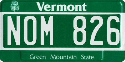 VT license plate NOM826