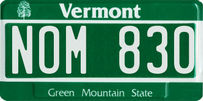 VT license plate NOM830