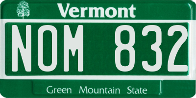 VT license plate NOM832