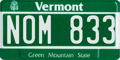 VT license plate NOM833