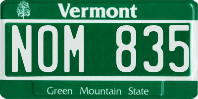 VT license plate NOM835