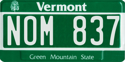 VT license plate NOM837