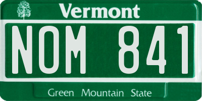 VT license plate NOM841