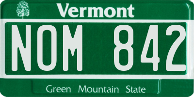 VT license plate NOM842