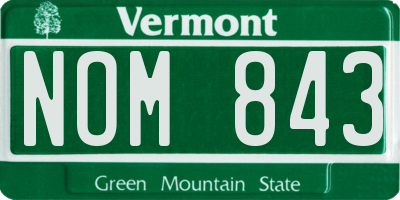 VT license plate NOM843