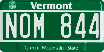 VT license plate NOM844