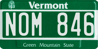 VT license plate NOM846