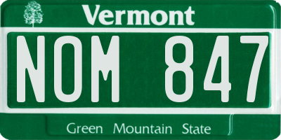 VT license plate NOM847