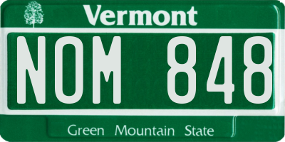 VT license plate NOM848