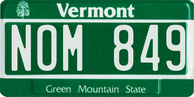 VT license plate NOM849