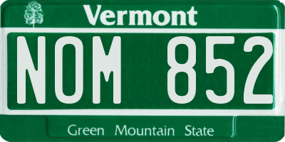 VT license plate NOM852