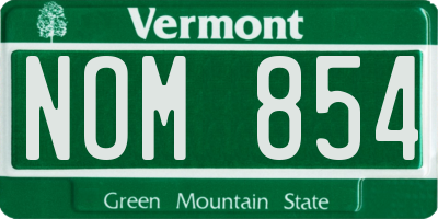 VT license plate NOM854