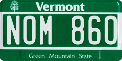 VT license plate NOM860
