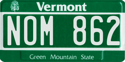 VT license plate NOM862