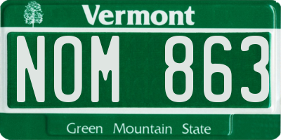 VT license plate NOM863