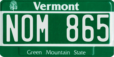 VT license plate NOM865