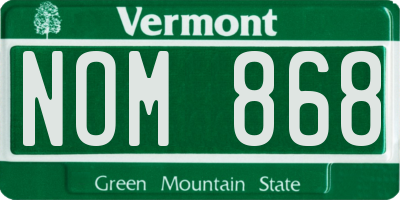 VT license plate NOM868