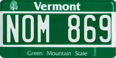VT license plate NOM869