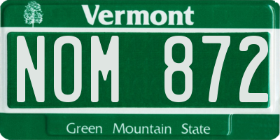 VT license plate NOM872