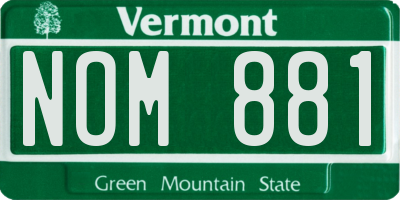 VT license plate NOM881