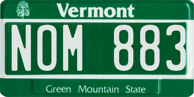 VT license plate NOM883