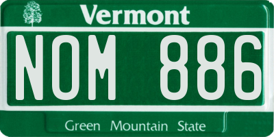 VT license plate NOM886