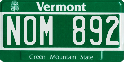 VT license plate NOM892
