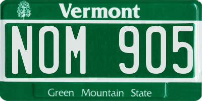 VT license plate NOM905
