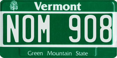 VT license plate NOM908