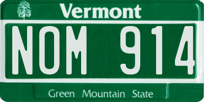 VT license plate NOM914