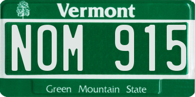 VT license plate NOM915